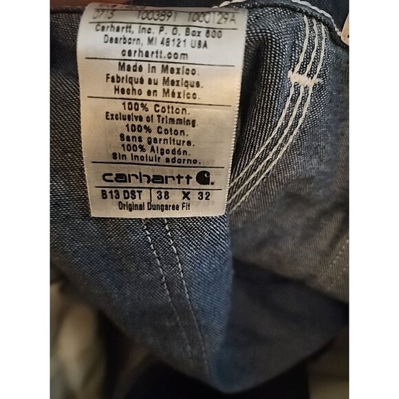 Carhartt Work Dungaree Jeans Mens 38x32 Original Fit New NWT CR50 Work - Picture 6 of 6